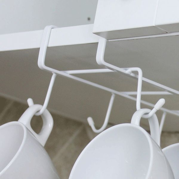 CF-KS8 8 Hooks Stainless Steel Storage Rack Cupboard Hanging Hook Shelf Bathroom Organizer