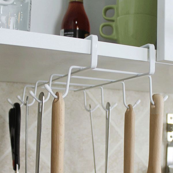 CF-KS8 8 Hooks Stainless Steel Storage Rack Cupboard Hanging Hook Shelf Bathroom Organizer