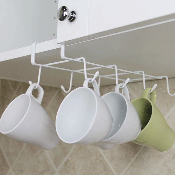 CF-KS8 8 Hooks Stainless Steel Storage Rack Cupboard Hanging Hook Shelf Bathroom Organizer