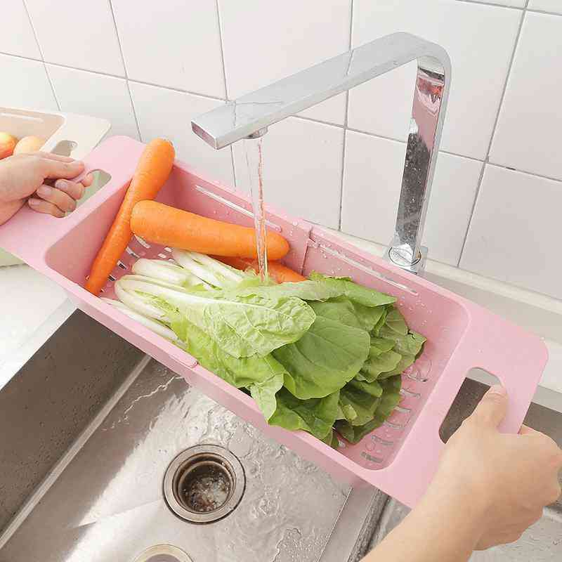 Extensible Sink Colander Tableware Vegetable Washing Basket Draining Rack Kitchen Tools