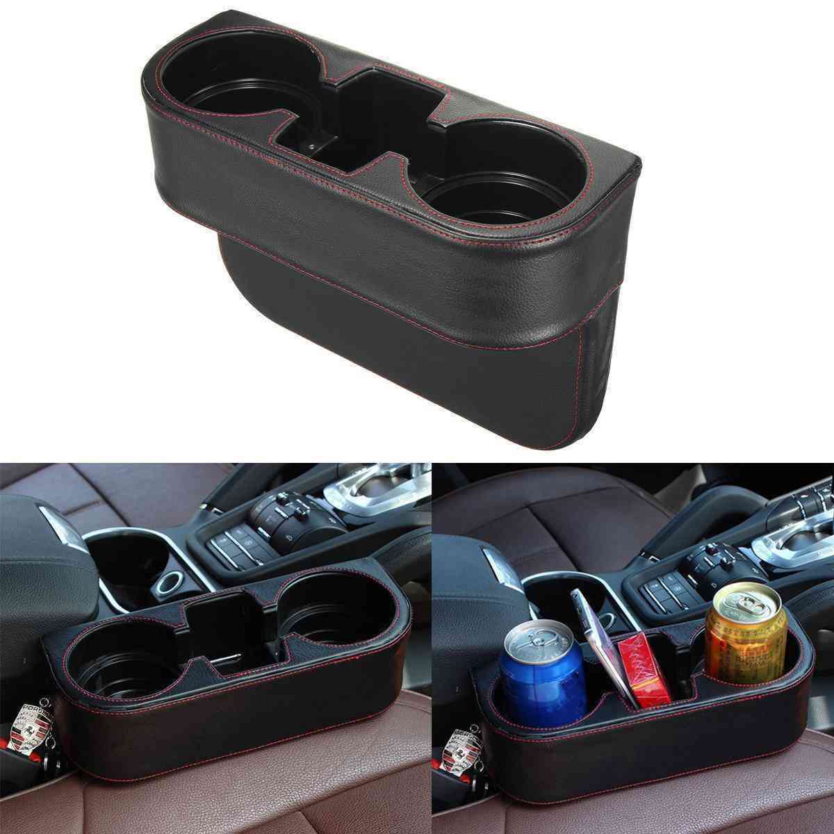 Artificial Leather Seat Slit Cup Holder Beverage Storage Bracket Drink Key Phone Sundry Case