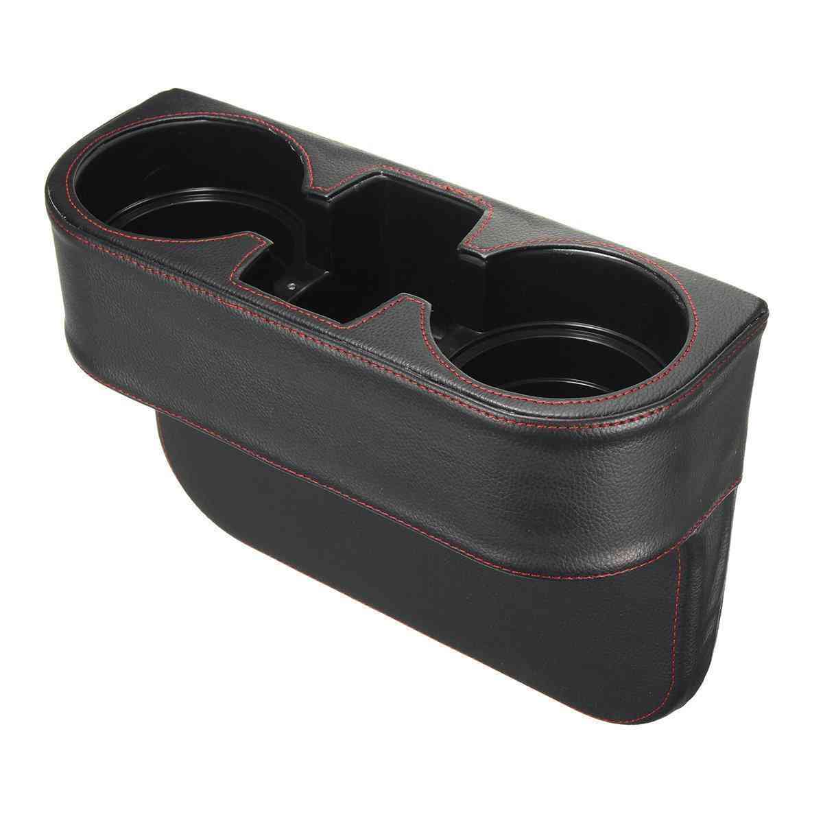 Artificial Leather Seat Slit Cup Holder Beverage Storage Bracket Drink Key Phone Sundry Case