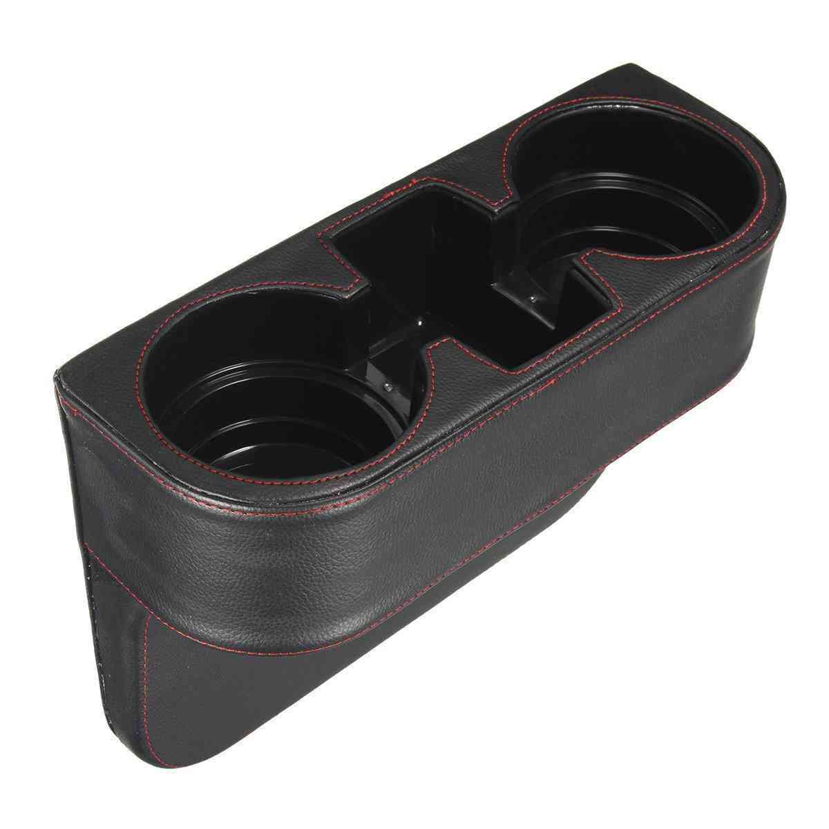 Artificial Leather Seat Slit Cup Holder Beverage Storage Bracket Drink Key Phone Sundry Case