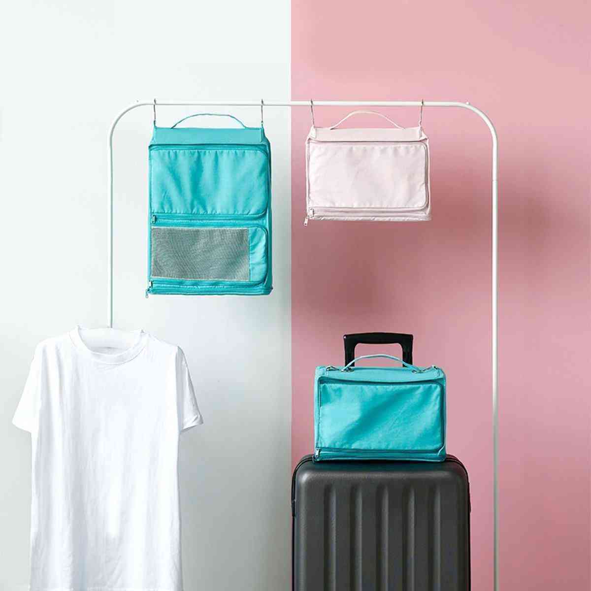 Portable Travel Removable Large Capacity Hanging Bag Canvas Cloth Closet