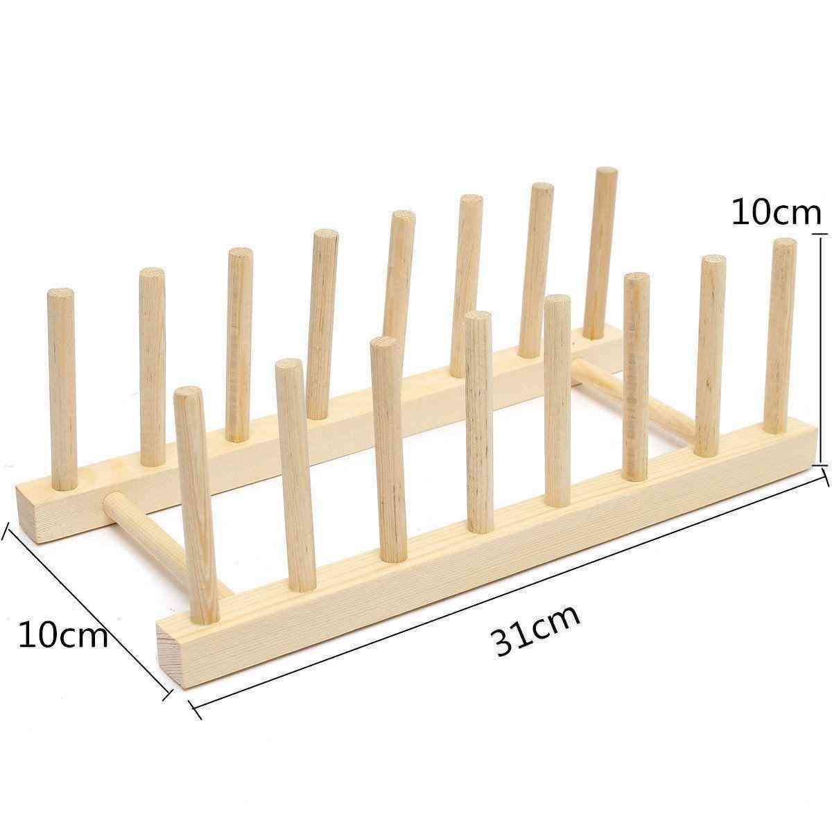 Wooden Dish Plate Storage Holders Folding Racks Drying Shelf