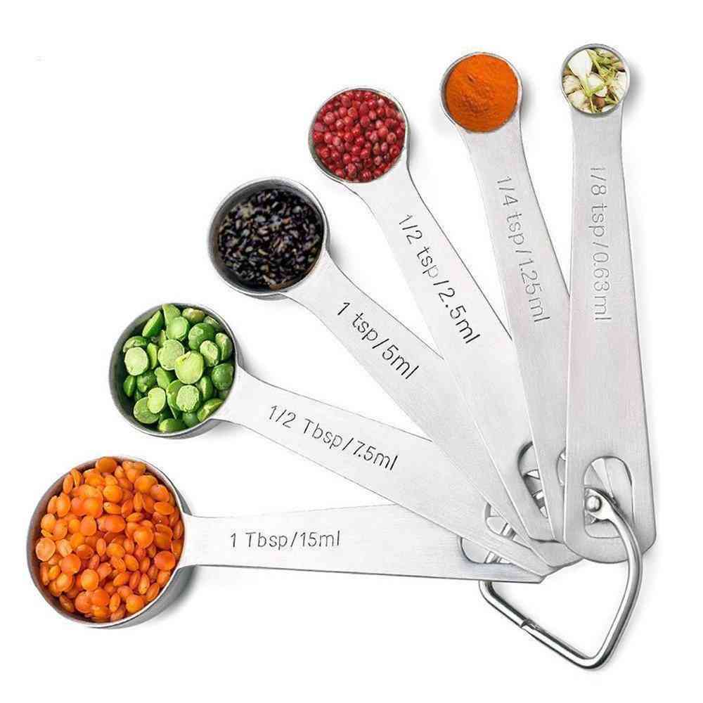 Stainless Steel Round Measuring Spoon 6pcs/set Measuring Spoon Baking Scale Measuring Spoon