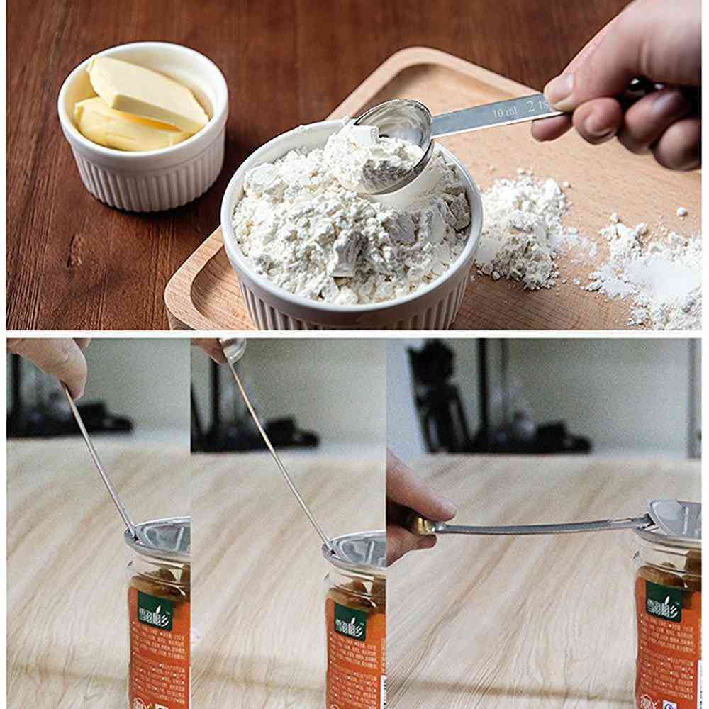 Stainless Steel Round Measuring Spoon 6pcs/set Measuring Spoon Baking Scale Measuring Spoon