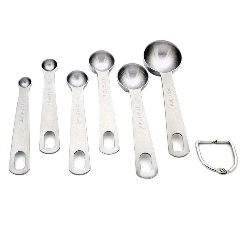 Stainless Steel Round Measuring Spoon 6pcs/set Measuring Spoon Baking Scale Measuring Spoon