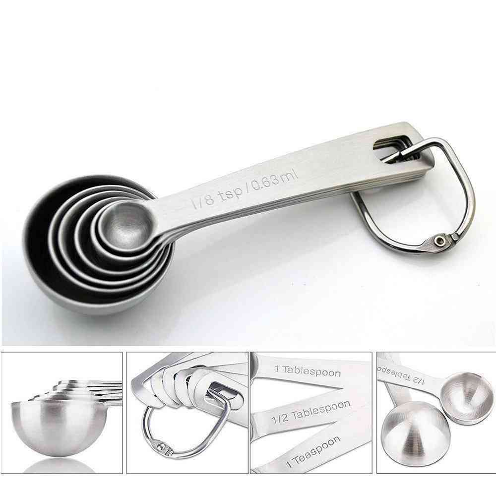 Stainless Steel Round Measuring Spoon 6pcs/set Measuring Spoon Baking Scale Measuring Spoon