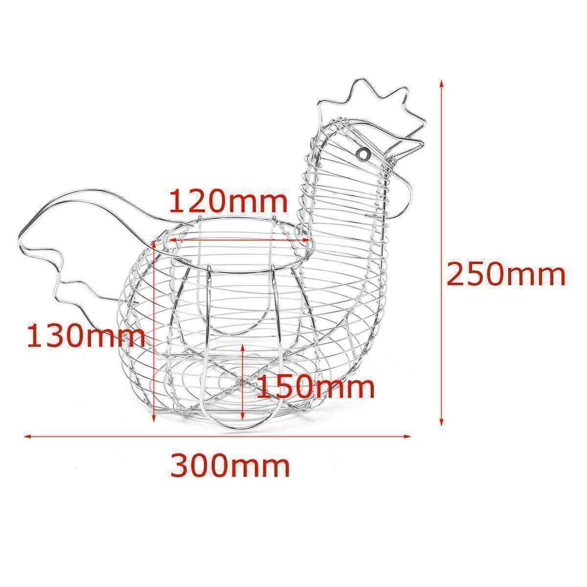 Chicken Egg Basket Steel Wire Egg Fruit Collecting Storage Basket Holder Rack