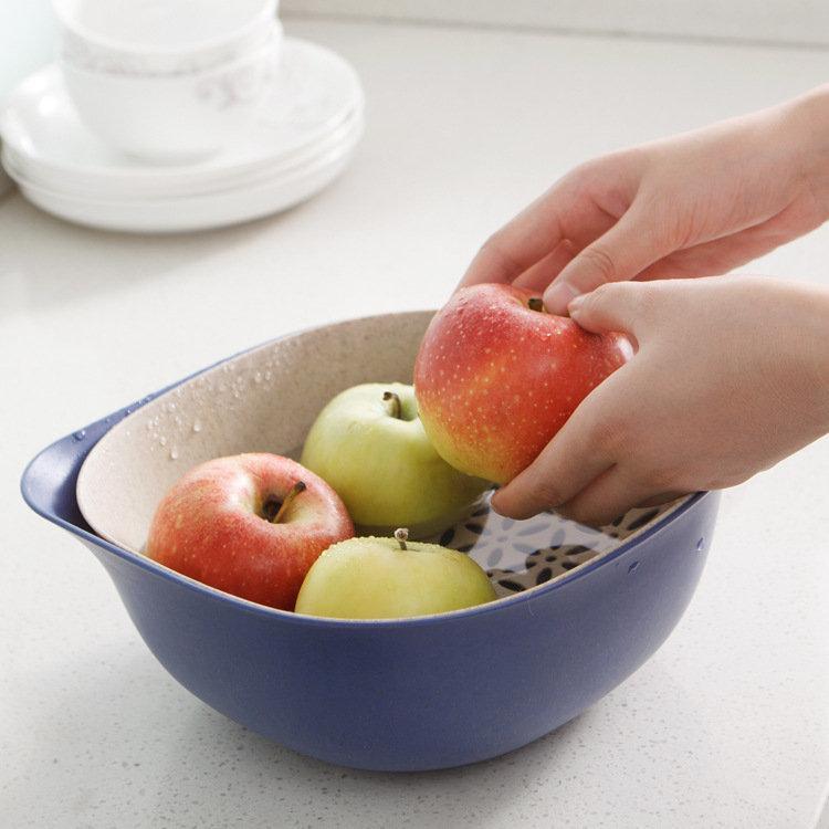 Double Layers Drain Basket Kitchen Wash Basin Pots Plastic Fruit Basket Drain Water Wash Basket