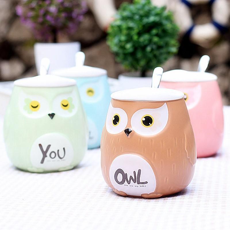 Lovely Owl Pattern Painted Ceramic Cup Coffee Cup Christmas Gift