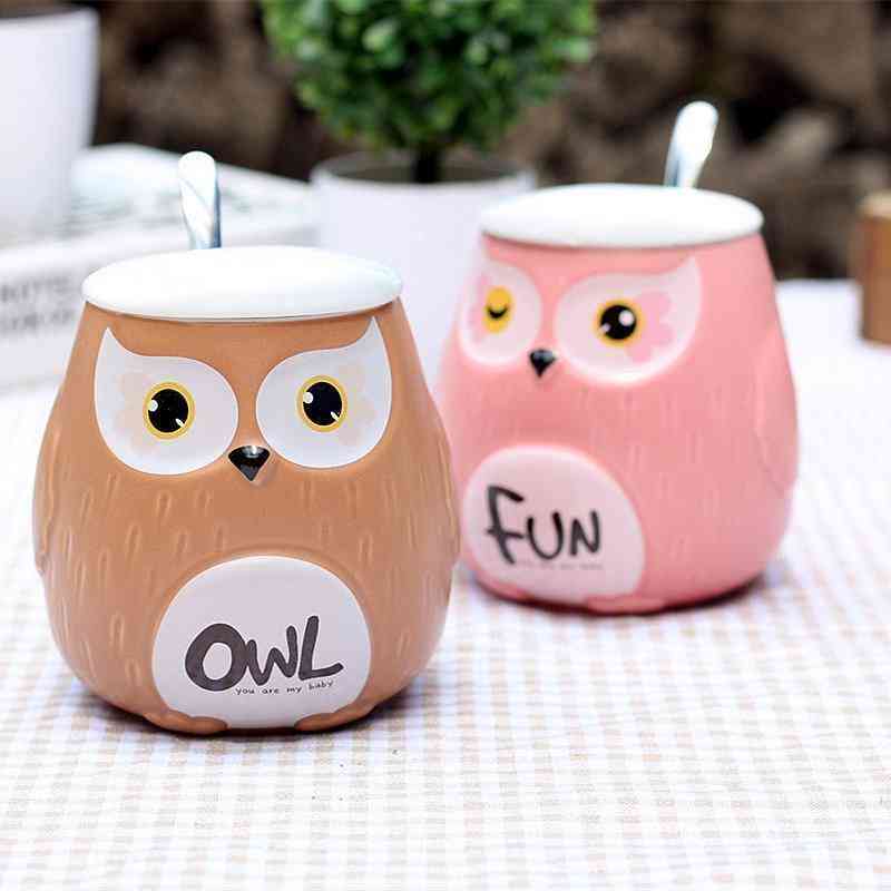 Lovely Owl Pattern Painted Ceramic Cup Coffee Cup Christmas Gift