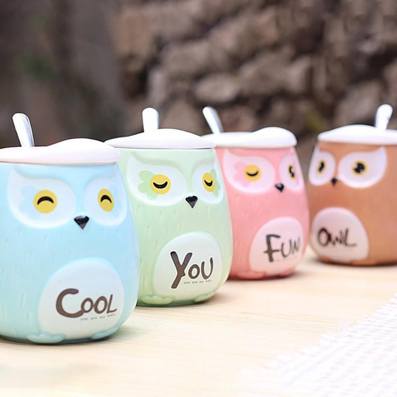 Lovely Owl Pattern Painted Ceramic Cup Coffee Cup Christmas Gift