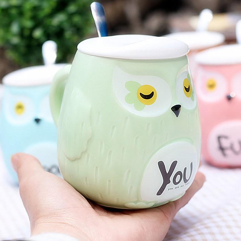 Lovely Owl Pattern Painted Ceramic Cup Coffee Cup Christmas Gift