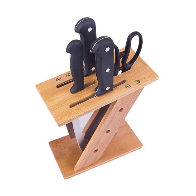 Wood Kitchen Knife Holder Multifunctional Storage Rack Tool Holder Bamboo Knife Block Stand Kitchen