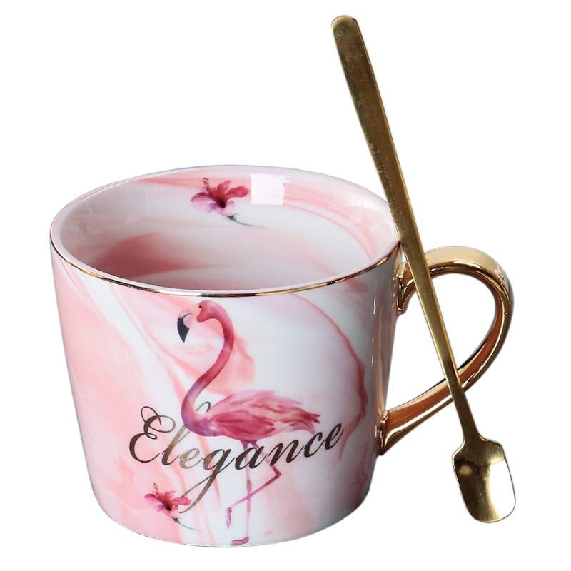 Romantic Flamingos Bird Pattern Ceramic Cup Coffee Mug