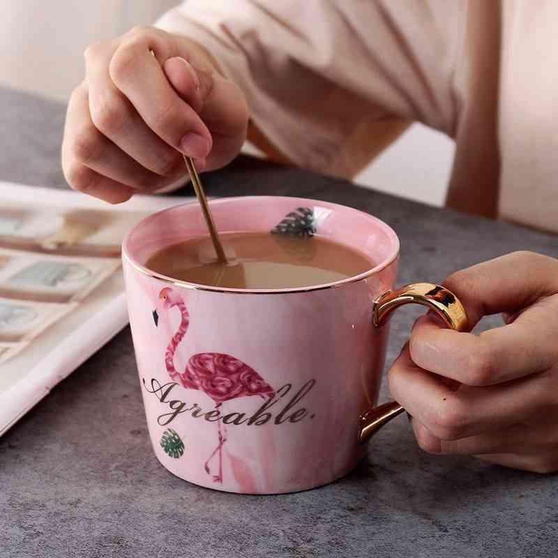 Romantic Flamingos Bird Pattern Ceramic Cup Coffee Mug