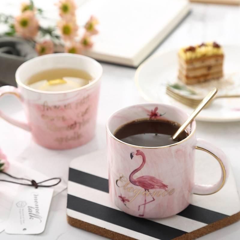 Romantic Flamingos Bird Pattern Ceramic Cup Coffee Mug