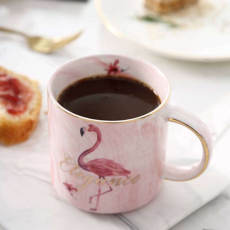 Romantic Flamingos Bird Pattern Ceramic Cup Coffee Mug