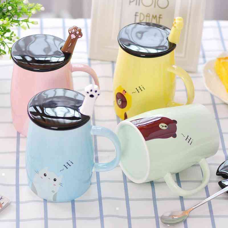 Lovely Cat Milk Mug Ceramic Mug Coffee Cup Candy Color Ins Style Water Tea Cup