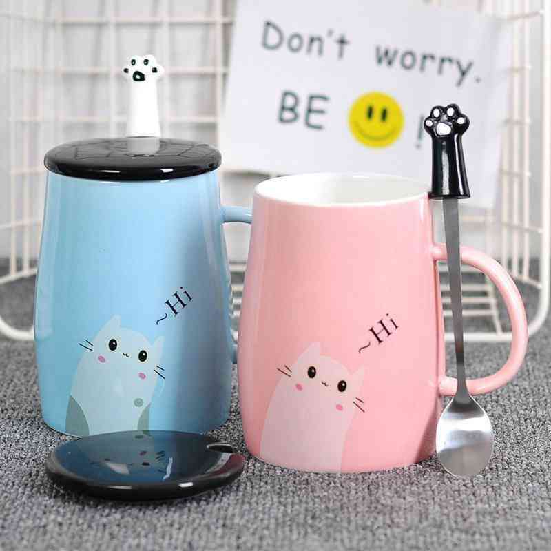 Lovely Cat Milk Mug Ceramic Mug Coffee Cup Candy Color Ins Style Water Tea Cup