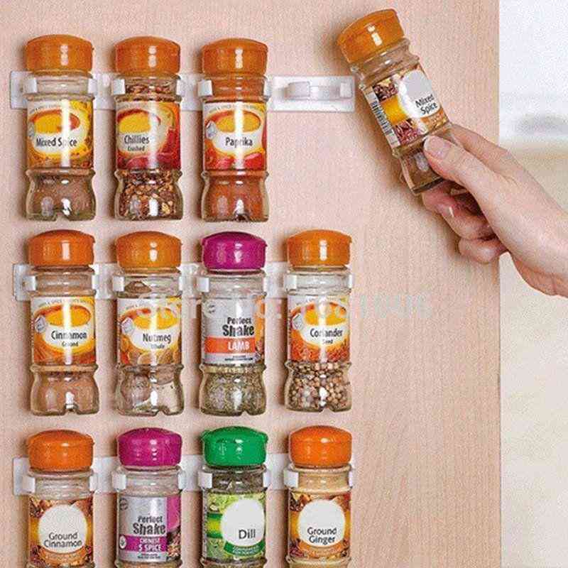 4 Pcs Kitchen Wall Racks Simple Bottle Cabinet Door Spice Clips Storage Racks