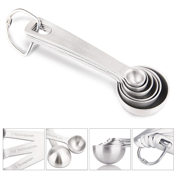 CF-MS06 6 Pcs Stainless Steel Measuring Spoon Set for Measuring Dry and Liquid Ingredients