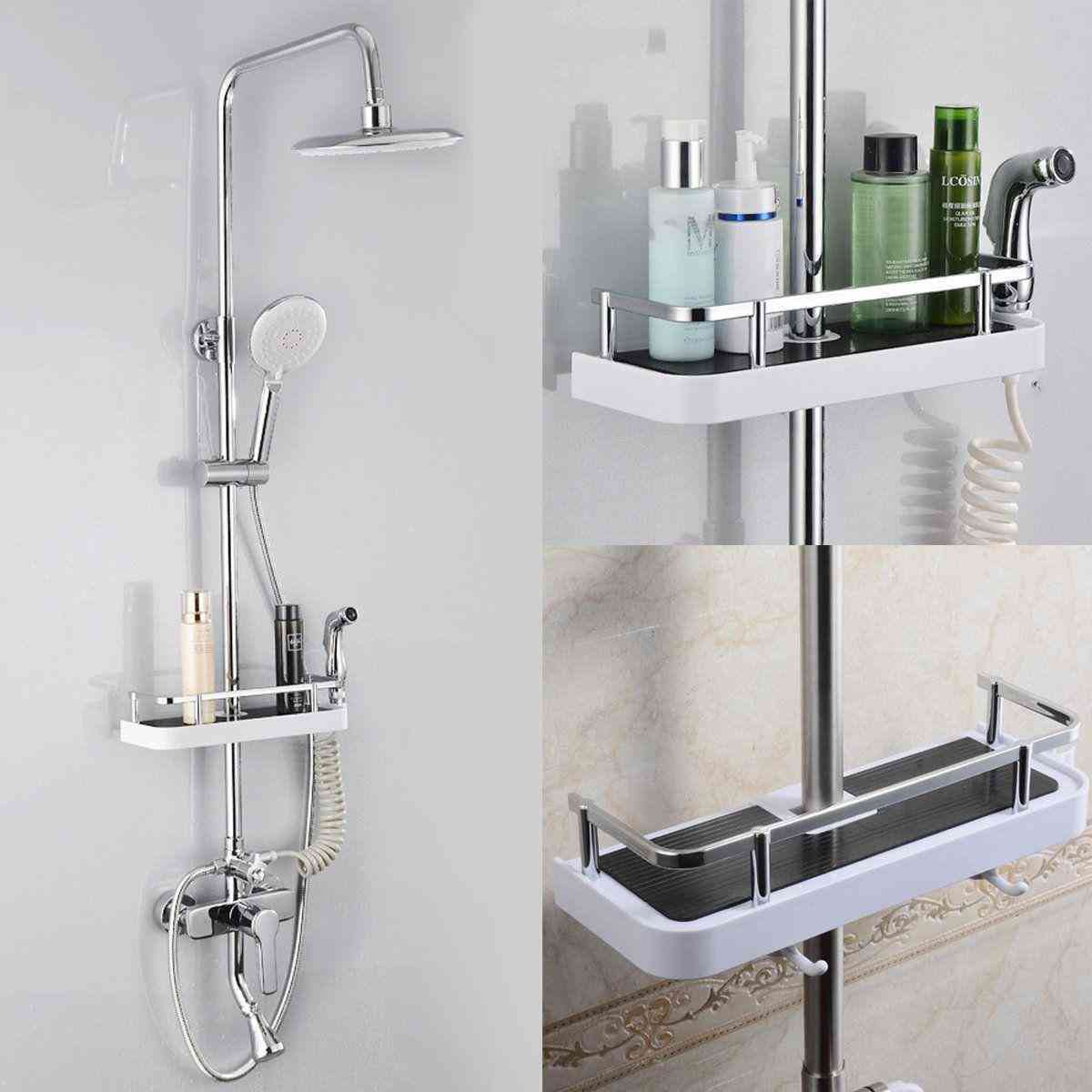 Bathroom Pole Shelf Shower Storage Caddy Rack Organiser Tray Holder Accessory