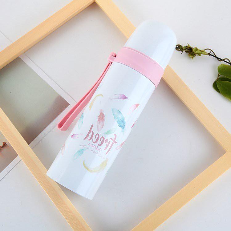 Flamingo Pattern Insulated Water Cup Portable Water Bottle Stainless Steel Material Bottle