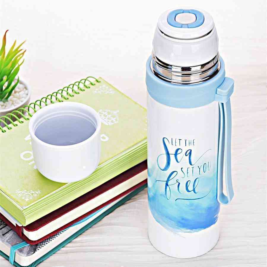 Flamingo Pattern Insulated Water Cup Portable Water Bottle Stainless Steel Material Bottle