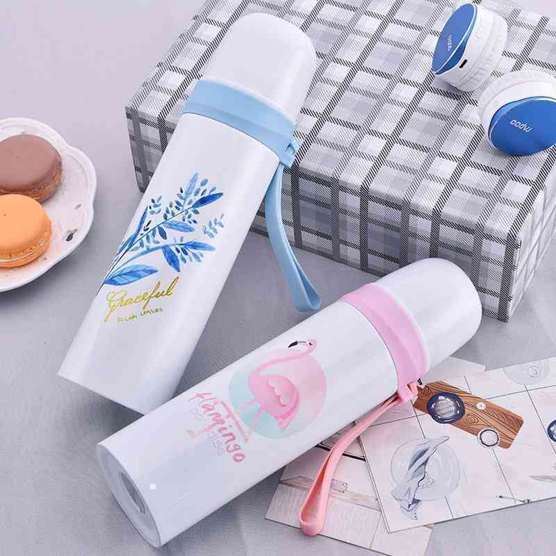 Flamingo Pattern Insulated Water Cup Portable Water Bottle Stainless Steel Material Bottle