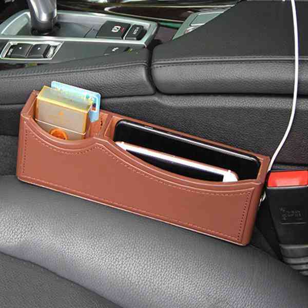 Leather Car Storage Box Car Seat Pocket Organizer Phone Charging Wire Pot Beverage Holder