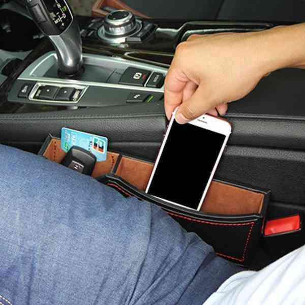 Leather Car Storage Box Car Seat Pocket Organizer Phone Charging Wire Pot Beverage Holder