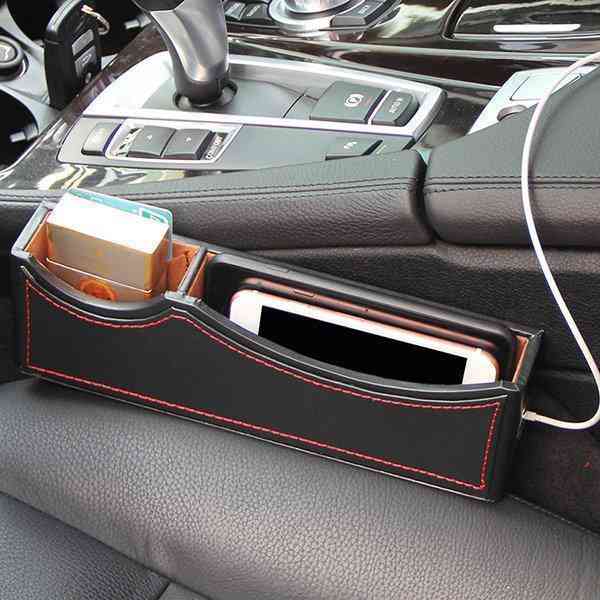 Leather Car Storage Box Car Seat Pocket Organizer Phone Charging Wire Pot Beverage Holder