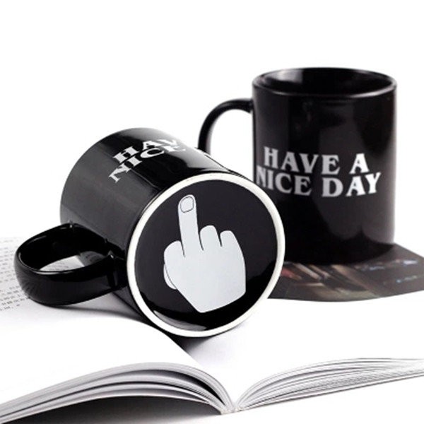 Ceramic Middle Finger Coffee Cups Personality Office Gifts Creative Mug Funny Cup Trick People