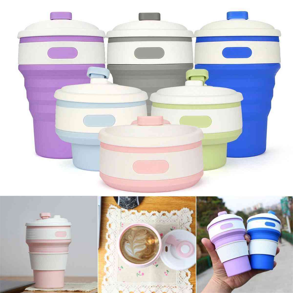 350 ML Foldable Outdoor Travel Coffee Cup Collapsible Portable Reusable Silicone Drinkware