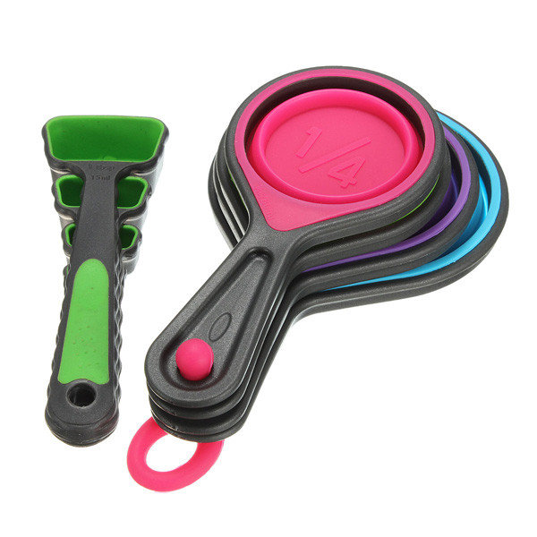 8pcs Silicone Collapsible Measuring Cups Spoons Kitchen Tool