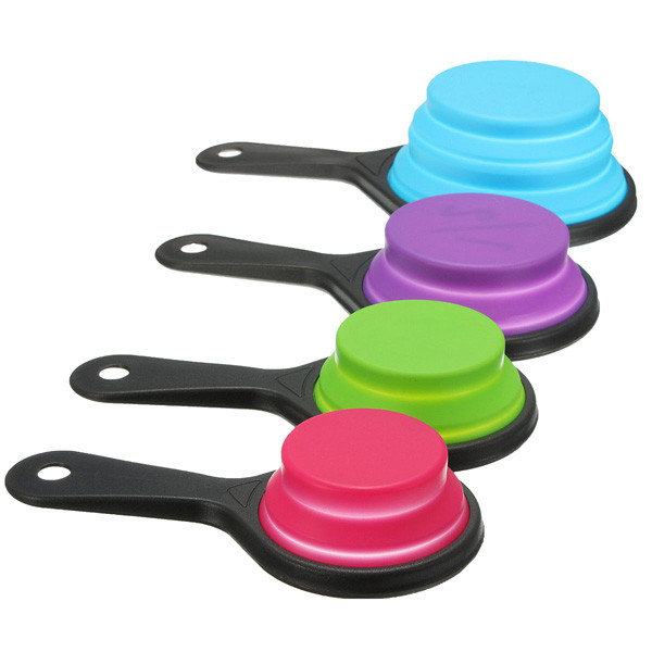 8pcs Silicone Collapsible Measuring Cups Spoons Kitchen Tool