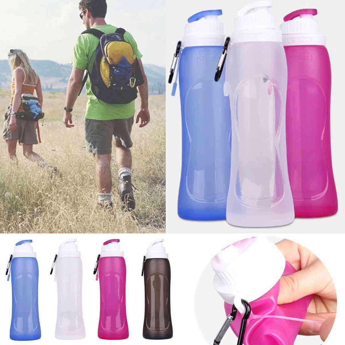 500ml Portable Silicone Folding Water Bottle Climbing Hiking Camp Sports Kettle Leak-proof Drinkware