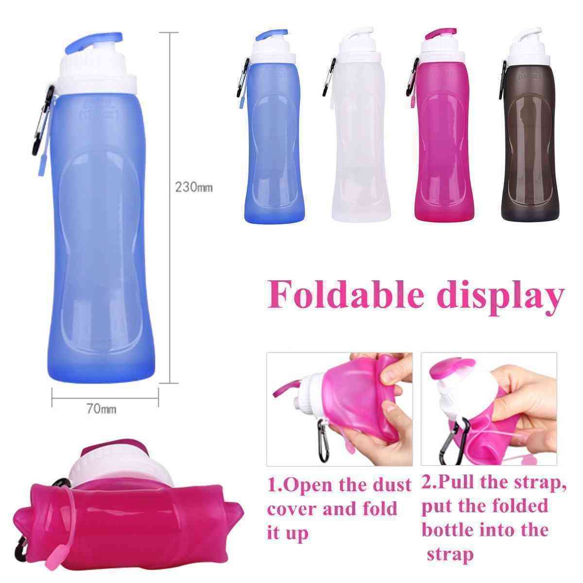 500ml Portable Silicone Folding Water Bottle Climbing Hiking Camp Sports Kettle Leak-proof Drinkware