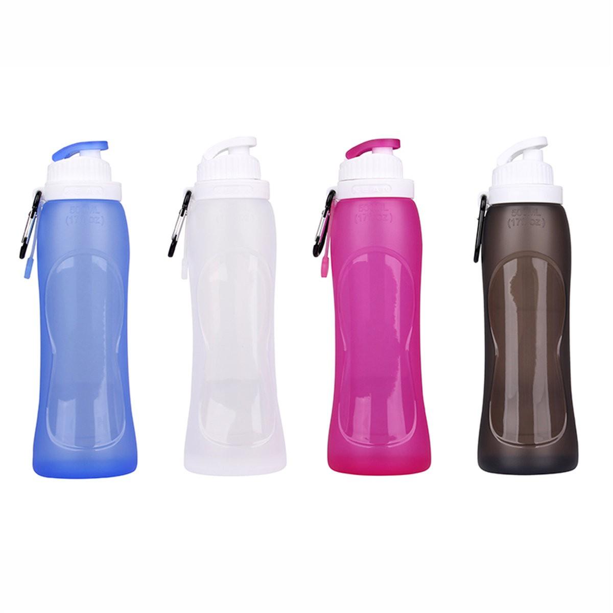 500ml Portable Silicone Folding Water Bottle Climbing Hiking Camp Sports Kettle Leak-proof Drinkware