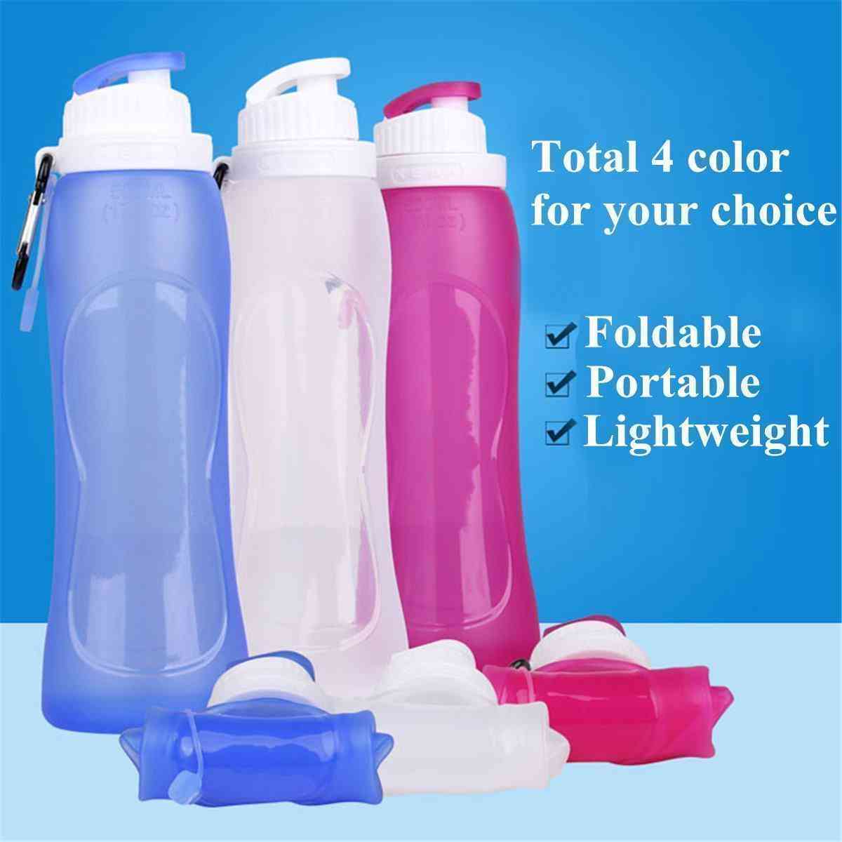 500ml Portable Silicone Folding Water Bottle Climbing Hiking Camp Sports Kettle Leak-proof Drinkware