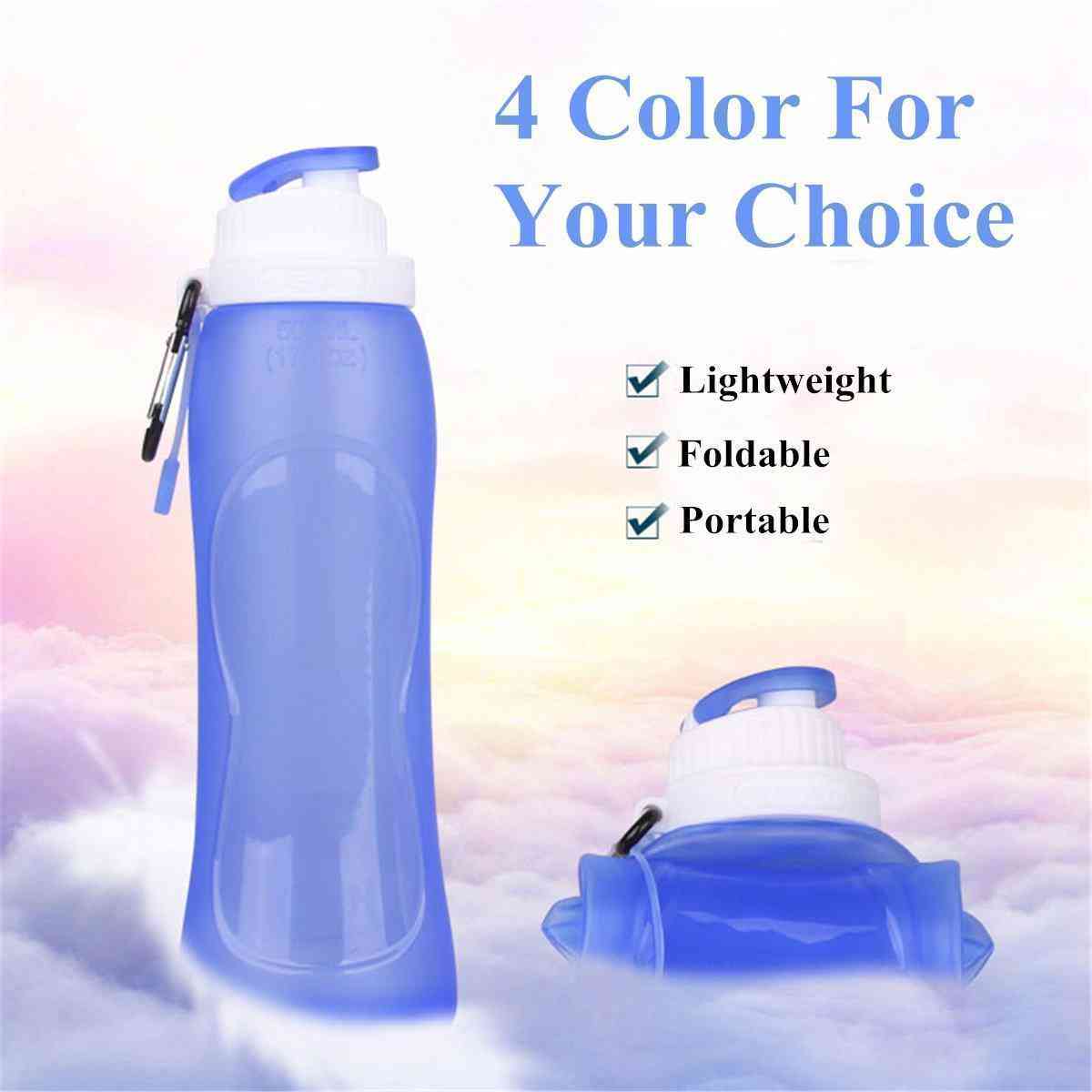 500ml Portable Silicone Folding Water Bottle Climbing Hiking Camp Sports Kettle Leak-proof Drinkware