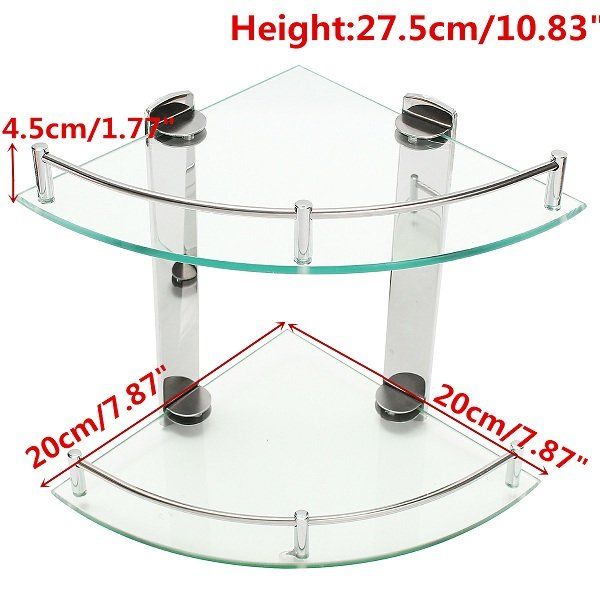 2 Layers Glass Bathroom Double Layer Stainless Steel Wall - Mounted Tripod Storage Rack