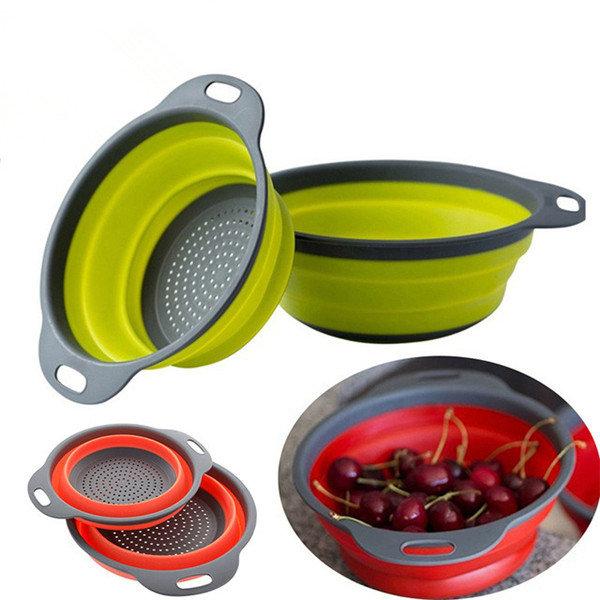 Kitchen Collapsible Foldable Silicone Colander Fruit Vegetable Strainer Basket