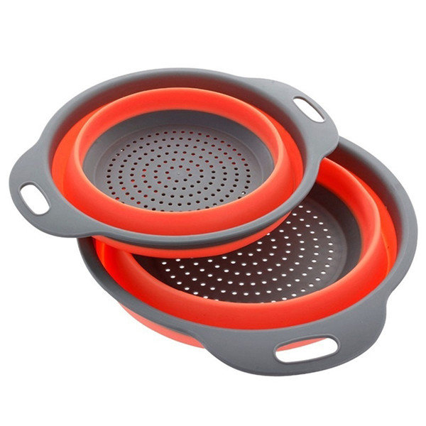 Kitchen Collapsible Foldable Silicone Colander Fruit Vegetable Strainer Basket