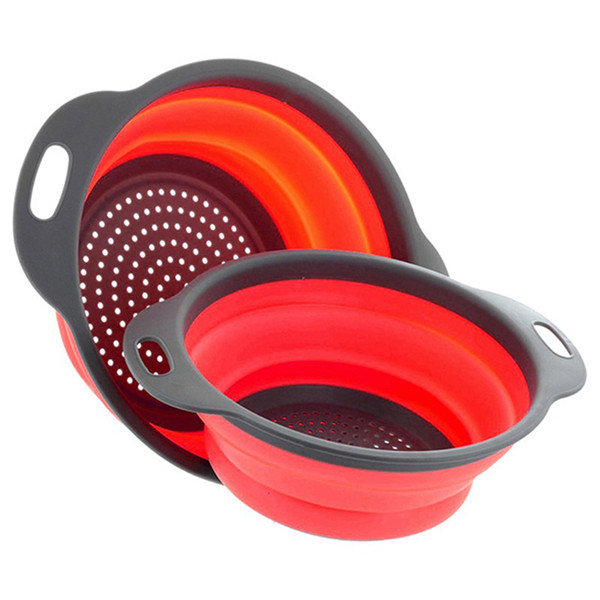 Kitchen Collapsible Foldable Silicone Colander Fruit Vegetable Strainer Basket