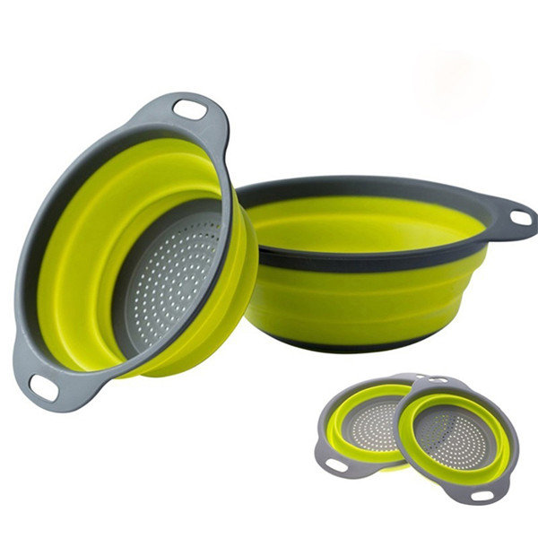 Kitchen Collapsible Foldable Silicone Colander Fruit Vegetable Strainer Basket