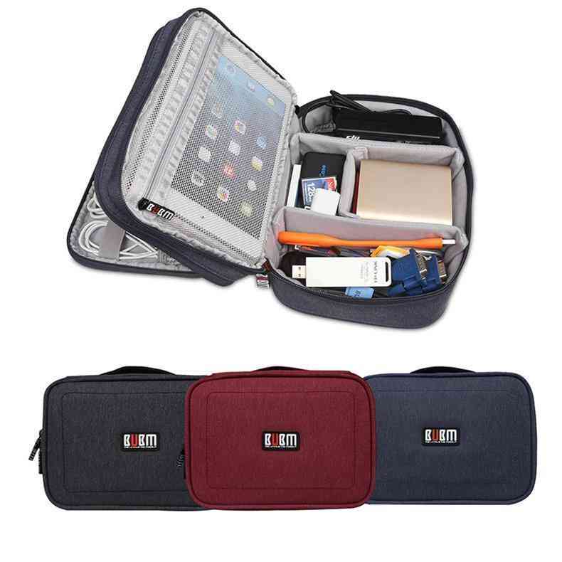 DPS-S Double Layer Carry Case Electronics Accessories Cable Organizer Data Cable Storage Bag